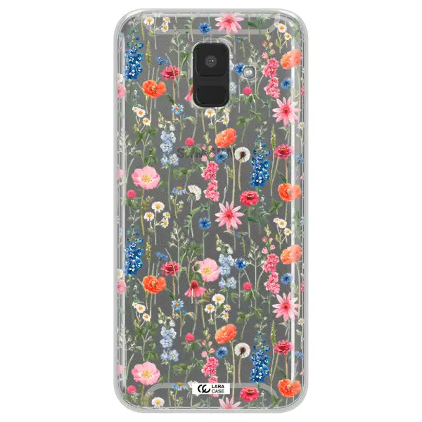 Green Blue Red Flowers Samsung A6 Clear TPU Case