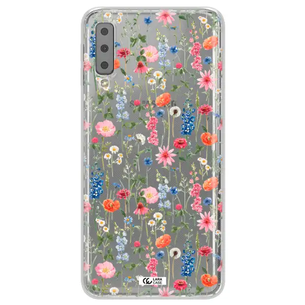 Green Blue Red Flowers Samsung A7 2018 Clear TPU Case