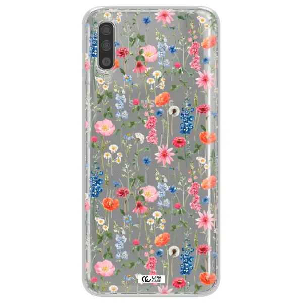 Green Blue Red Flowers Samsung A70 Clear TPU Case