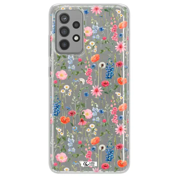 Green Blue Red Flowers Samsung A72 Clear TPU Case