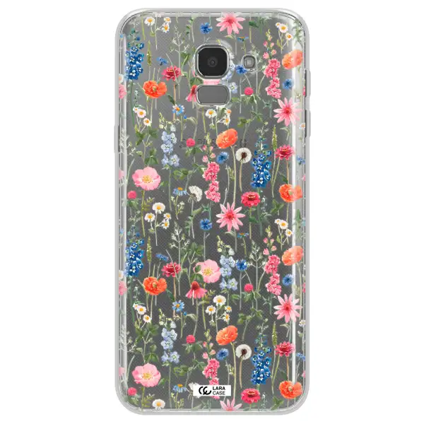 Green Blue Red Flowers Samsung J6 Clear TPU Case