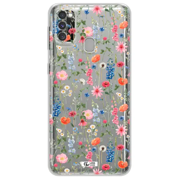Green Blue Red Flowers Samsung M30S Clear TPU Case