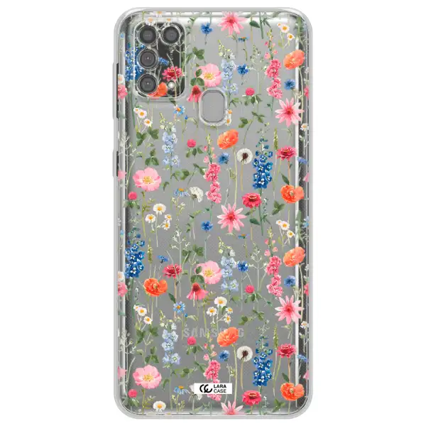 Green Blue Red Flowers Samsung M31 Clear TPU Case