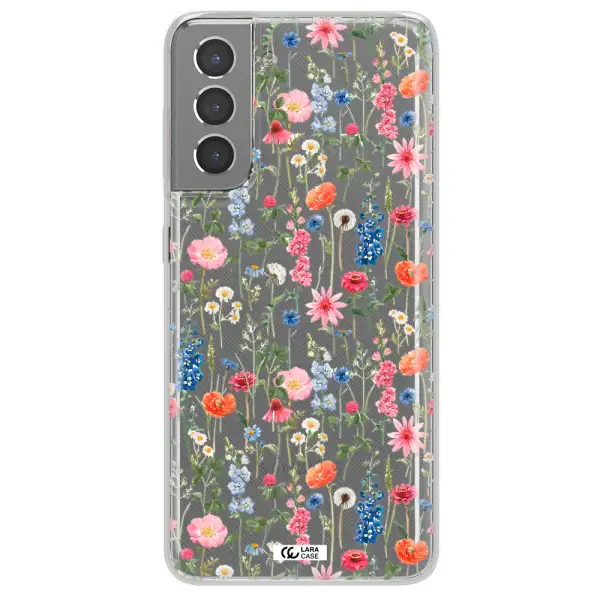 Green Blue Red Flowers Samsung S21 Clear TPU Case
