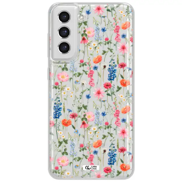 Green Blue Red Flowers Samsung S21 Fe Clear Tpu Case