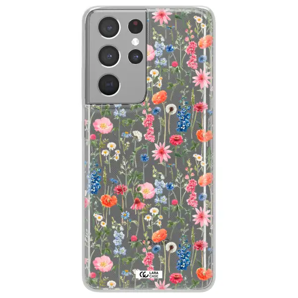 Green Blue Red Flowers Samsung S21 Ultra Clear TPU Case