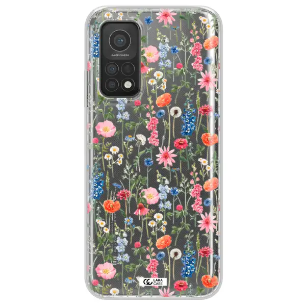 Green Blue Red Flowers Xiaomi Mi 10T Clear TPU Case