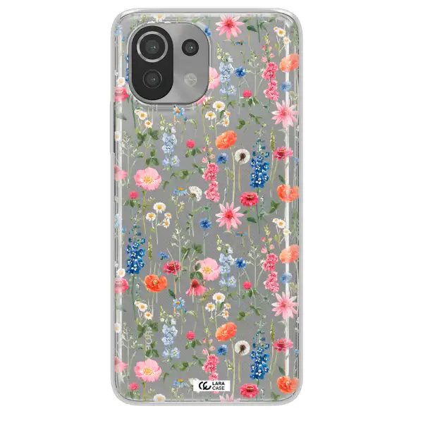 Green Blue Red Flowers Xiaomi Mi 11 Lite Clear TPU Case