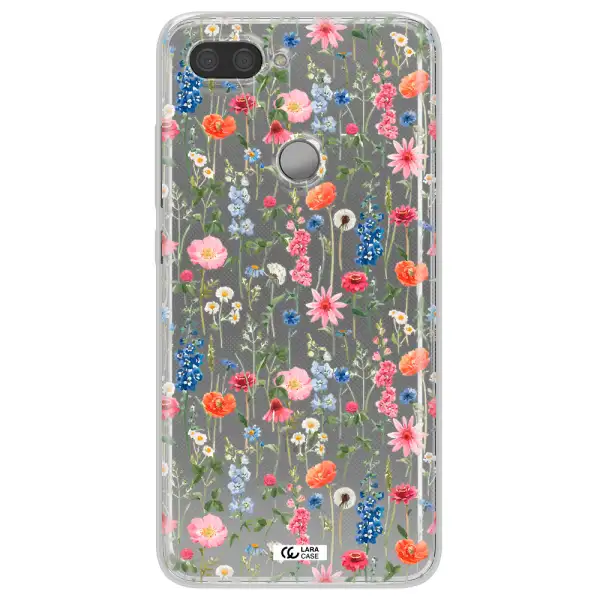 Green Blue Red Flowers Xiaomi Mi 8 Lite Clear TPU Case
