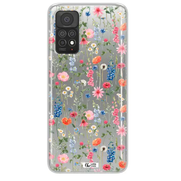 Green Blue Red Flowers Xiaomi Note 11 Pro Clear TPU Case