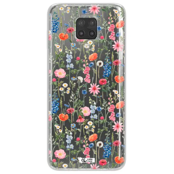 Green Blue Red Flowers Xiaomi Note 9 Pro Clear TPU Case