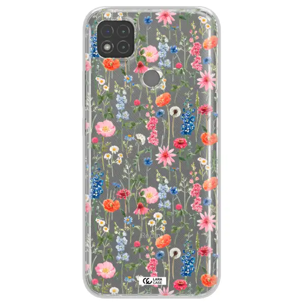 Green Blue Red Flowers Xiaomi Redmi 9C Clear TPU Case