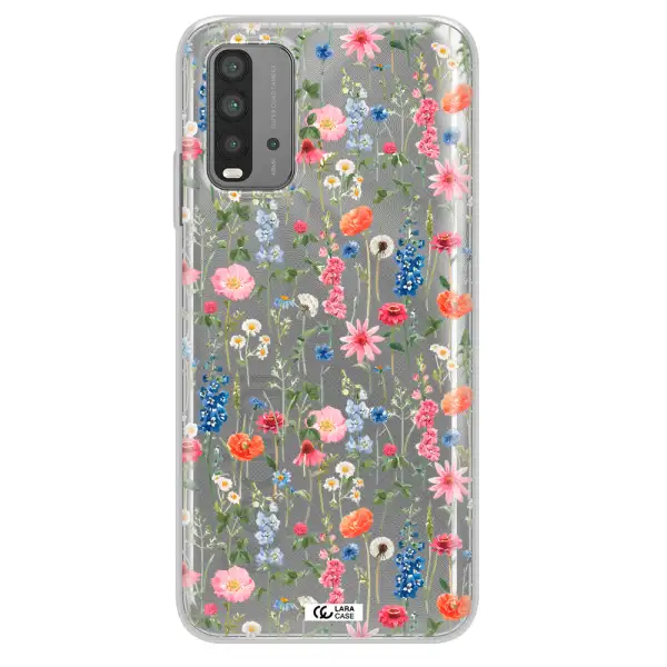 Green Blue Red Flowers Xiaomi Redmi 9T Clear TPU Case