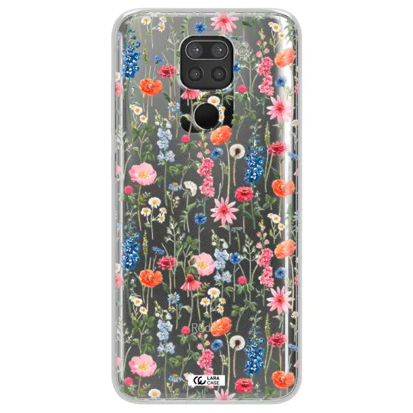 Green Blue Red Flowers Xiaomi Redmi Note 9 Clear TPU Case