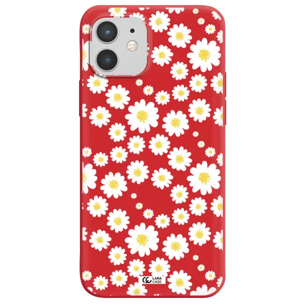 Papatia Pattern Apple iPhone 12 Silicone Imperial Red Case