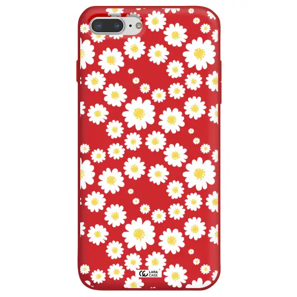 Papatia Pattern Apple iPhone 8 plus Silicone Imperial Red Case