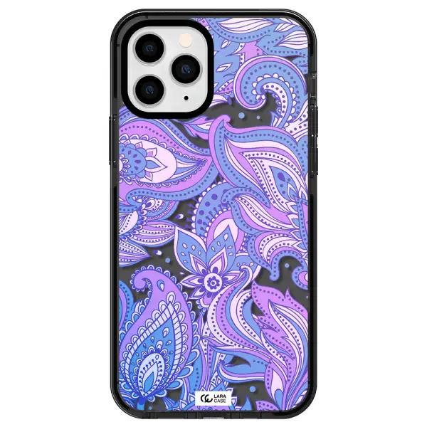 Purple Paisley Apple iPhone 11 pro impact Smoke Black Case