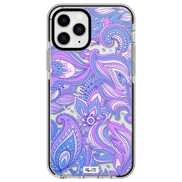 Purple Paisley Apple iPhone 11 pro max impact black border Case