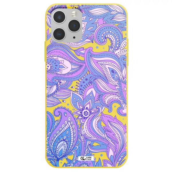 Purple Paisley Apple iPhone 11 pro max Silicone canary yellow Case