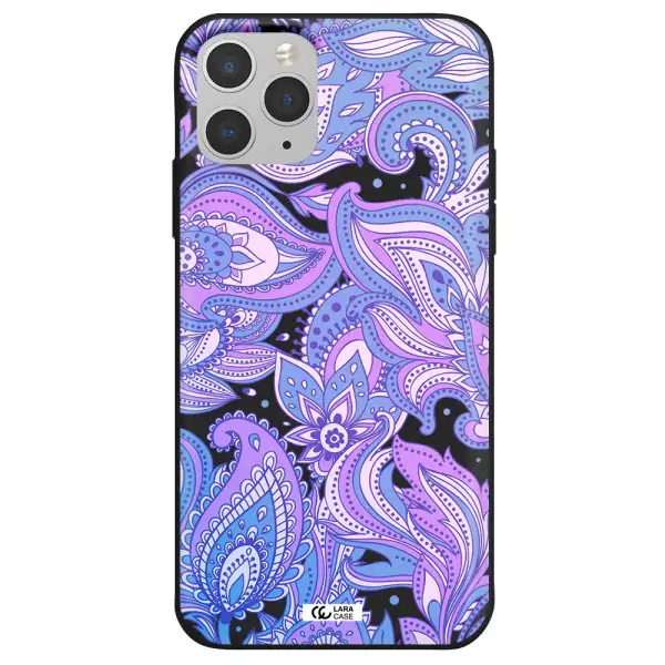 Purple Paisley Apple iPhone 11 pro Silicone black Case