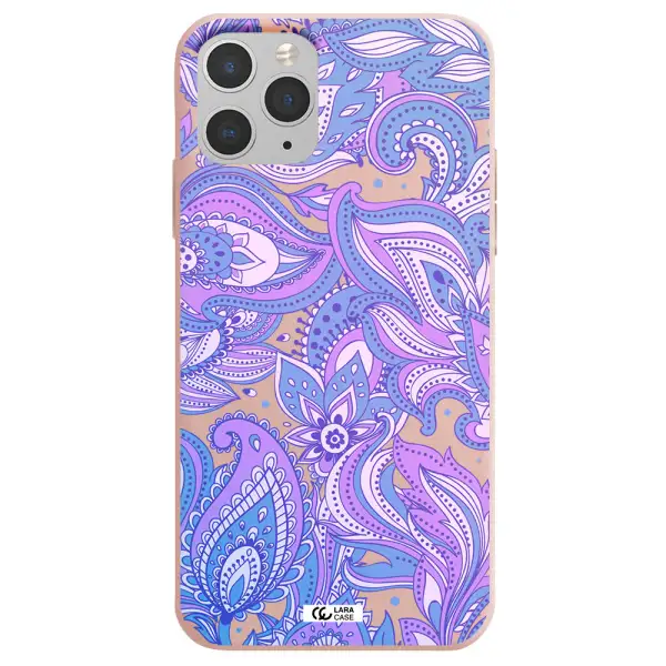Purple Paisley Apple iPhone 11 pro Silicone pastel pink Case