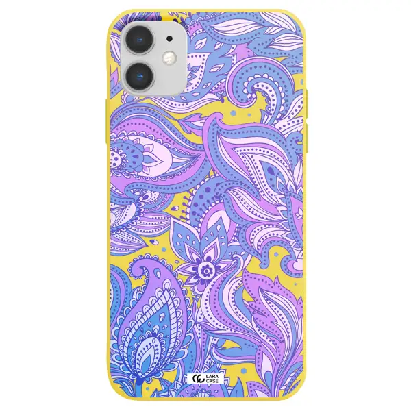 Purple Paisley Apple iPhone 11 Silicone canary yellow Case