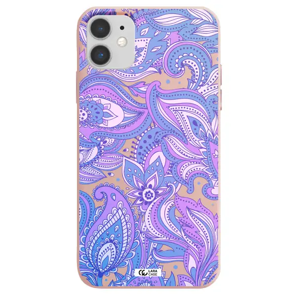 Purple Paisley Apple iPhone 11 Silicone pastel pink Case