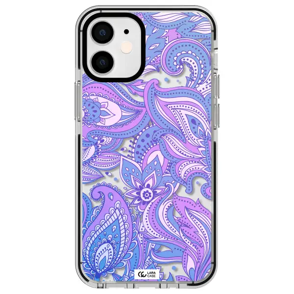 Purple Paisley Apple iPhone 12 mini impact black border Case