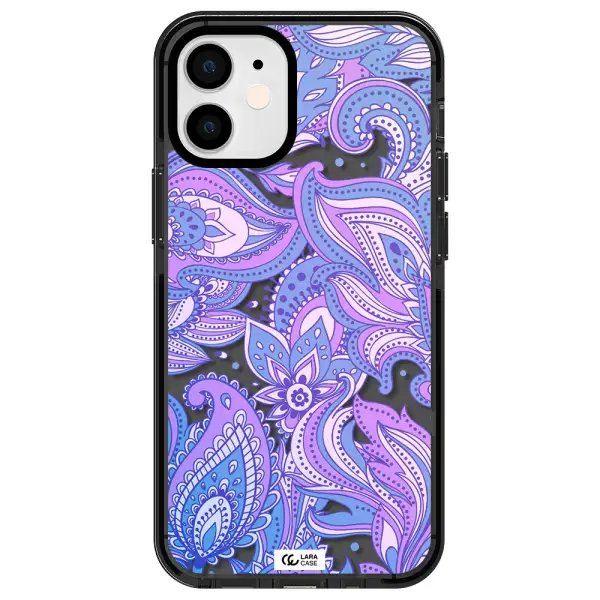 Purple Paisley Apple iPhone 12 mini impact Smoke Black Case