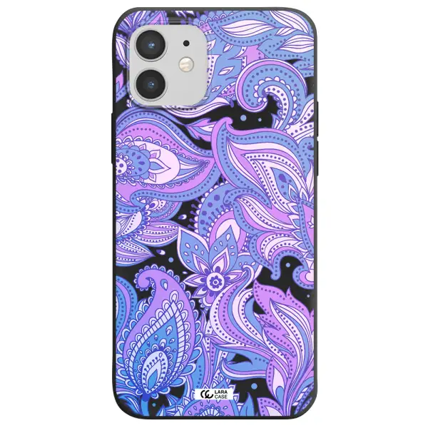 Purple Paisley Apple iPhone 12 mini Silicone black Case