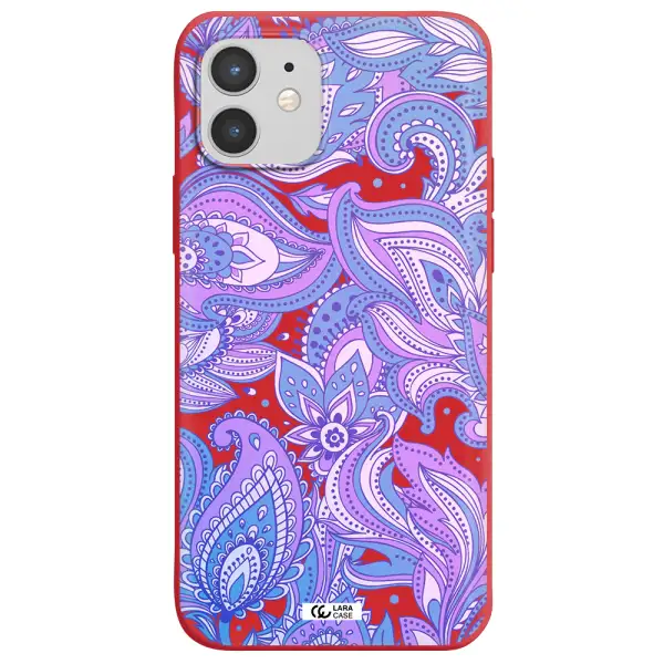 Purple Paisley Apple iPhone 12 mini Silicone Imperial Red Case