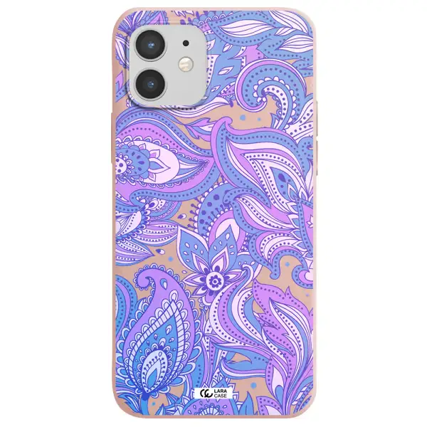 Purple Paisley Apple iPhone 12 mini Silicone pastel pink Case