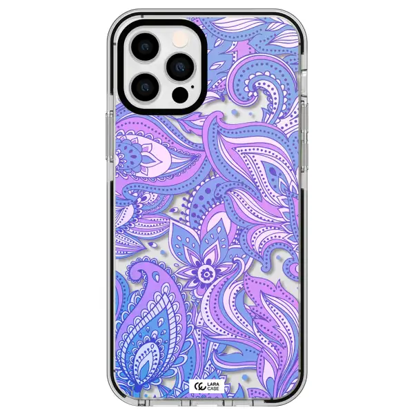 Purple Paisley Apple iPhone 12 pro impact black border Case