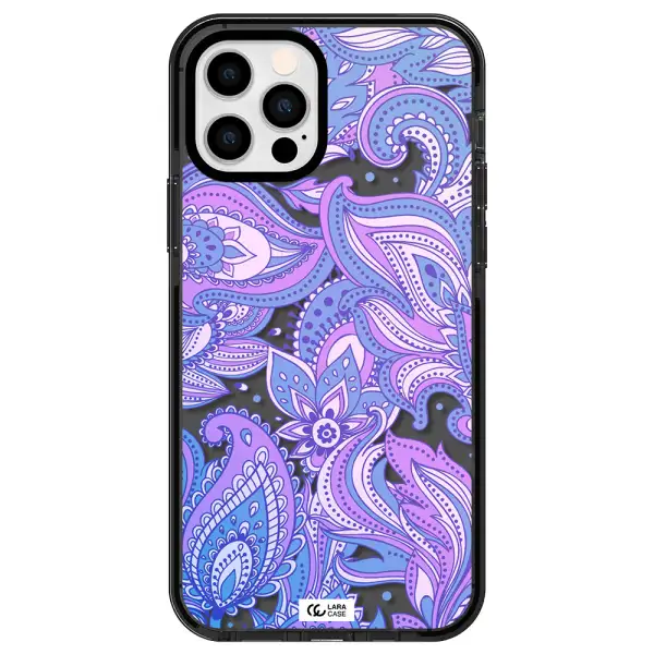 Purple Paisley Apple iPhone 12 pro impact Smoke Black Case