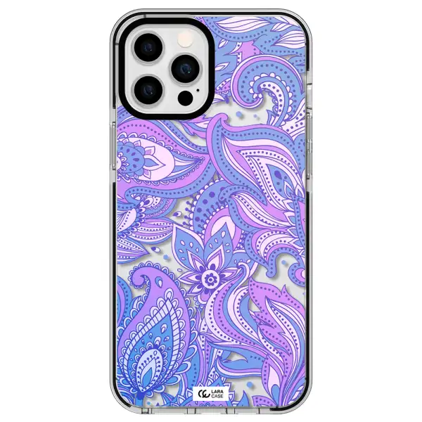 Purple Paisley Apple iPhone 12 pro max impact black border Case
