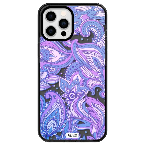 Purple Paisley Apple iPhone 12 pro max impact Smoke Black Case