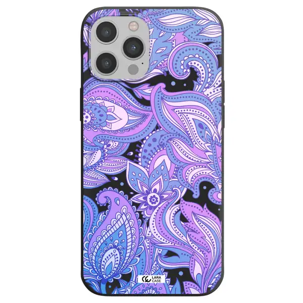 Purple Paisley Apple iPhone 12 pro max Silicone black Case