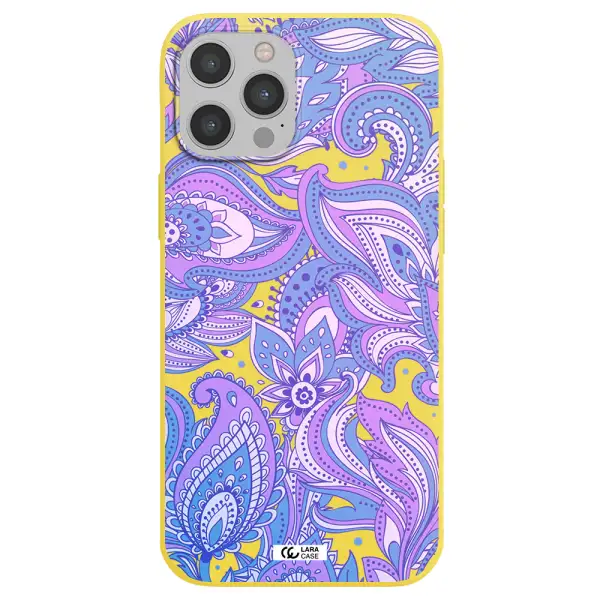 Purple Paisley Apple iPhone 12 pro max Silicone canary yellow Case
