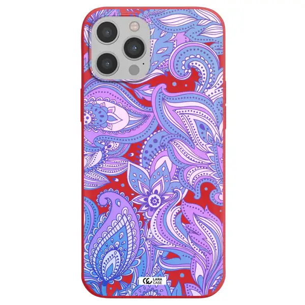 Purple Paisley Apple iPhone 12 pro max Silicone Imperial Red Case