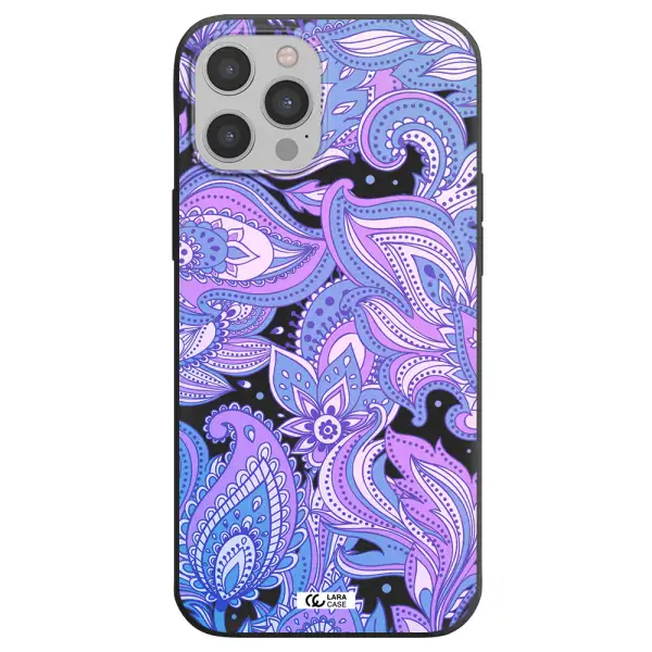 Purple Paisley Apple iPhone 12 pro Silicone black Case