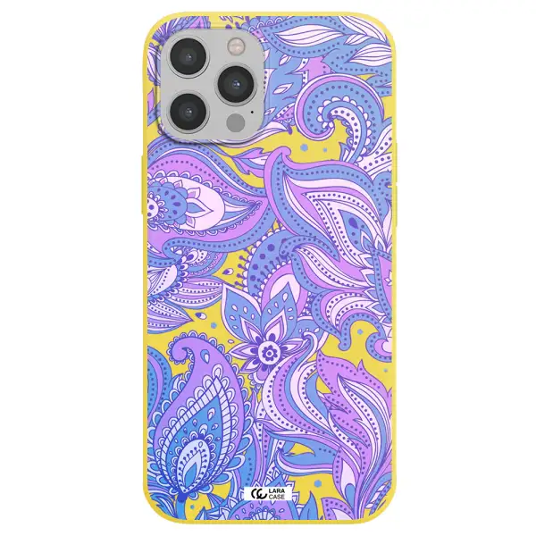 Purple Paisley Apple iPhone 12 pro Silicone canary yellow Case