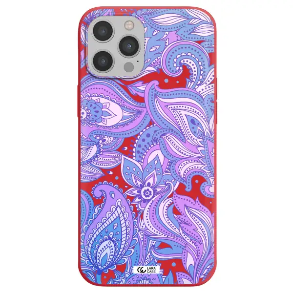Purple Paisley Apple iPhone 12 pro Silicone Imperial Red Case