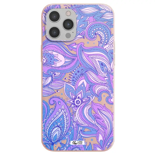 Purple Paisley Apple iPhone 12 pro Silicone pastel pink Case