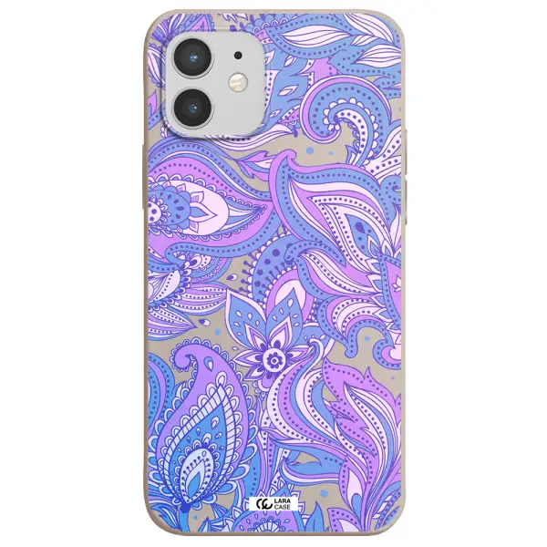 Purple Paisley Apple iPhone 12 Silicone Stone Case