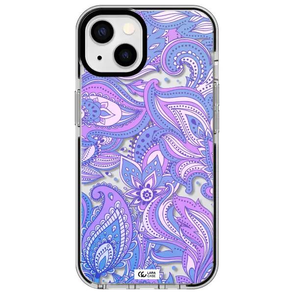 Purple Paisley Apple iPhone 13 impact black border Case