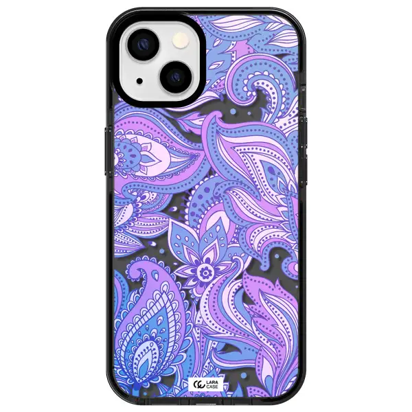 Purple Paisley Apple iPhone 13 impact Smoke Black Case