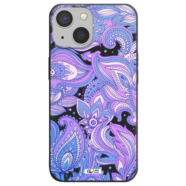 Purple Paisley Apple iPhone 13 mini Silicone black Case
