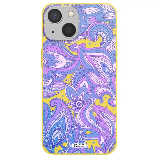 Purple Paisley Apple iPhone 13 mini Silicone canary yellow Case