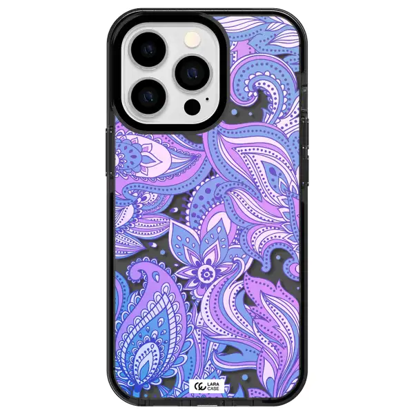 Purple Paisley Apple iPhone 13 Pro impact Smoke Black Case