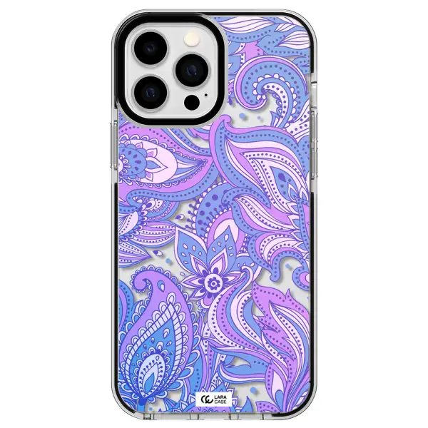 Purple Paisley Apple iPhone 13 Pro Max impact black border Case